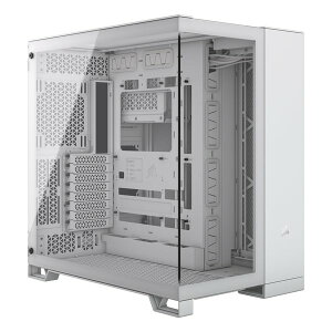 【30日は24時間限定クーポン配布】CORSAIR コルセアミドルタワー 6500X TG White デュアルチャンバー設計 ピラーレス 強化ガラス製 E-ATX CC-9011258-WW(2613619)代引不可 送料無料