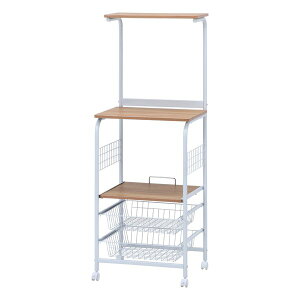 【30日は24時間限定クーポン配布】不二貿易 フジボウエキレンジワゴン 幅51.5cm ホワイト/ナチュラル FBC-03-1WH/NA(2542753)代引不可