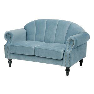 【30日は24時間限定クーポン配布】萩原 ハギハラソファ 二人掛け ライトブルー 幅123×奥行73×高さ73cm エレガント ルコ2P-LBL(2529853)代引不可
