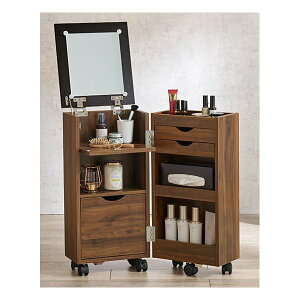 【25日は24時間限定クーポン配布】萩原 ハギハラコスメワゴン 約 幅30.5×奥行34.5×高さ64cm ダークブラウン MUD-6678DBR(2569409)代引不可