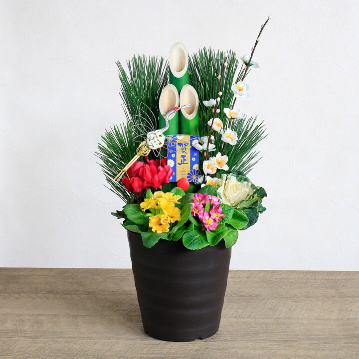 楽天市場】門松 花 お正月 2個セット 【年内届】寄せ植え「モダン門松 