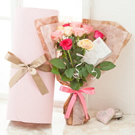 【イイハナ限定】バラ 花束 10本 誕生日 結婚祝い メッセージ レター・ローズ“Peach and Pink MIX” 〜バラに気持ちを託して〜 花 誕生日プレゼント ギフト お祝い 還暦祝い 生花 プレゼント 記念日 ギフト