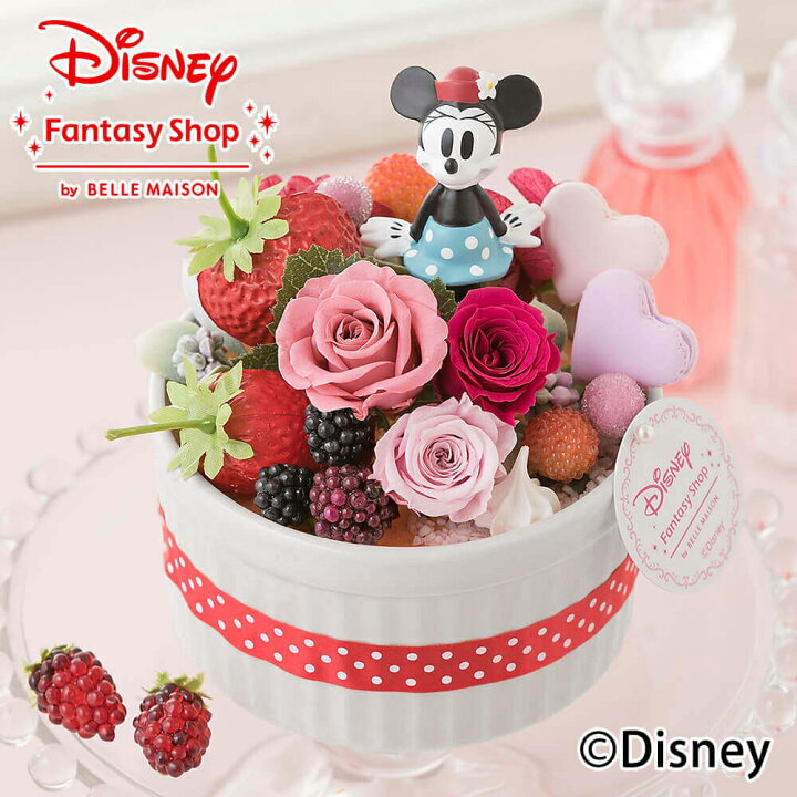 楽天市場 ディズニーフラワーギフト プリザーブドフラワー ハピネスcake ミニー 花 ギフト 誕生日 結婚祝い フラワー プレゼント ディズニー グッズ お祝い 記念 贈り物 送別会 ブリザーブド ブリザード プリザード 枯れない キフト イイハナ ドットコム
