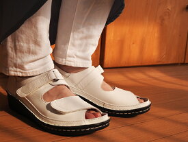 【25.5cm限定】HPS　hps　外反母趾　健康靴　 サンダル　痛くない No.70901（ホワイト）ダブルベルトのオープントゥサンダル|おしゃれ　靴　旅行　お出かけ　カジュアル　足に優しい　歩きやすい　ウォーキング　おすすめ