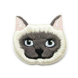 ブローチ 猫 ねこ ネコ 刺繍 ワッペン バッチ KS48016【Animal road】ハチワレ シャムネコ