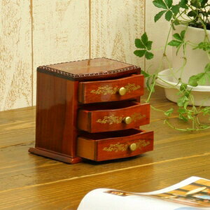 小引出し キーボックス 卓上小引き出し RE1814 3段 幅12cm 奥10cm 高11cm 天然木製 完成品