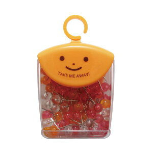 (まとめ)ミツヤ ツレテッテ マップピン頭径Φ6mm 針長10mm クリアフルーツカラー3色アソート TM-8-F 1セット(350本:70本×5ケース)【×5セット】