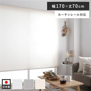 【送料無料】ロールスクリーン 約幅170×丈70cm ピンクホワイト 日本製 国産 防炎 洗える 洗濯機丸洗い可 カーテンレール対応 織生地 MIX生地 賃貸対応 取付簡単 設置簡単 軽い力で昇降可 ロー