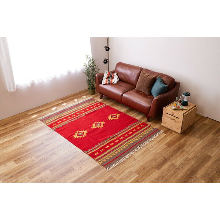 楽天市場】ラグマット 絨毯 約140×200cm レッド アンシュ ウール100 