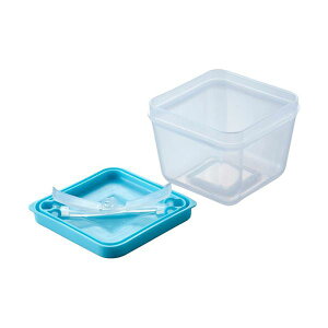【送料無料】【5セット】 スマイルキッズ ふたがトングになる保存容器 ミントブルー ATN-01MBX5