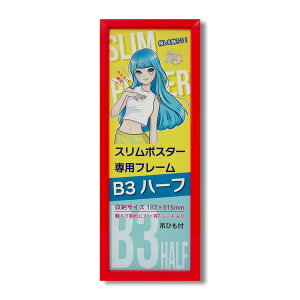 【送料無料】スリムポスター用 額 カラー B3ハーフ額 収納寸法:182×515mm B3サイズの縦半分 L092-C0903 レッド 額縁 フレーム
