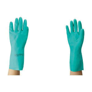 【送料無料】(まとめ)アンセル 耐油・耐薬品ニトリル手袋アルファテック ソルベックス 中厚手 Mサイズ グリーン 37-175-8 1双【×10セット】