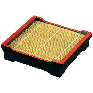 【送料無料】貴舟 角セイロ/蕎麦ざる 【黒天朱 竹ス付 底板無 A】 200×185×51mm 日本製 〔和食 レストラン 店舗〕【代引不可】