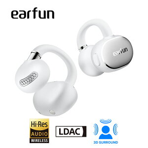 EarFun Clip 2 �C���[�J�t �C���z�� Bluetooth 6.0/ LDAC�ɑΉ�/Hi-Res�F�؎擾/ 12mm�a�`�^���R�[�e�B���O�U����/ �f���A�����C��H�\��/ 3D�I�[�f�B�I/ 4 MIC�N���A�Ȓʘb/ �ő�40���ԍĐ�/ ���C�����X�[�d