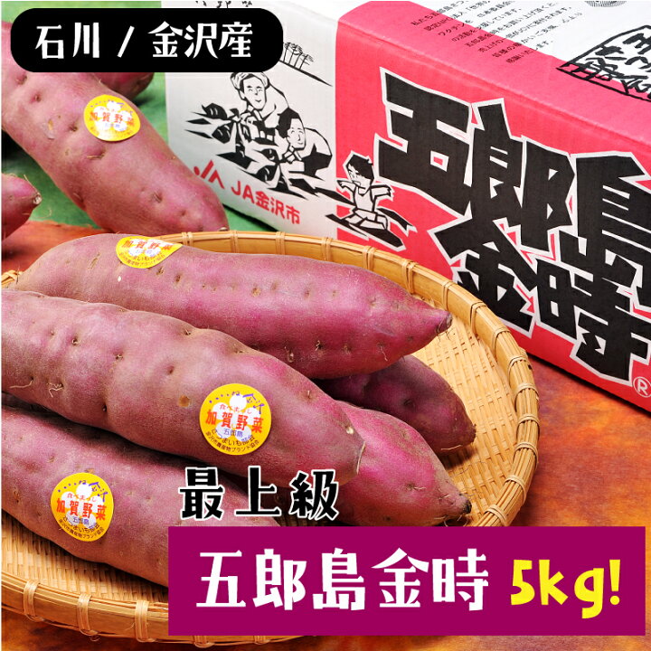 楽天市場 お買い物マラソン限定800円offクーポン配布中 ブランドさつまいも 五郎島金時 5kg 送料無料 最上級品 Mサイズ 22 23本 加賀野菜 五郎島金時 石川県産 国産 お取り寄せ グルメ 芋 いも イモ さつま芋 薩摩芋 さつまいも サツマイモ アーリーゲッター