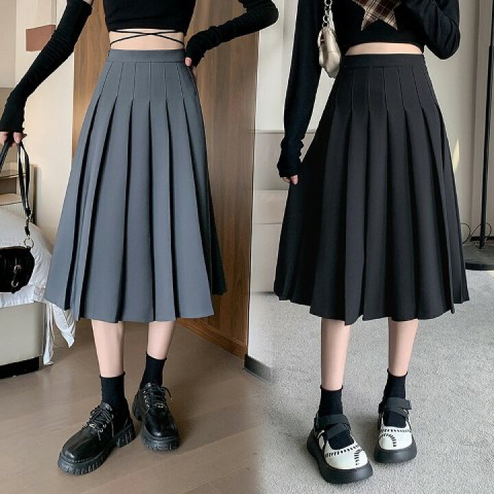 楽天市場】スカート 膝丈 プリーツスカート カジュアル シンプル 