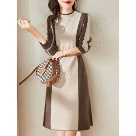 ニットワンピース 厚手 フリル ひざスカート カットソー きれいめワンピ オフィスカジュアル 【大きいサイズ レディース 秋冬 結婚式 きれいめ タイト フォーマル 大人 上品 チュニック one-piece】