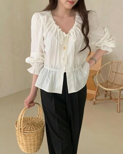�V���c �u���E�X �t���� �؂�ւ� �̌^�J�o�[ ������ sweet�n�y�傫���T�C�Y ���f�B�[�X �t�� �`���j�b�N �t�H�[�}�� �I�t�B�X �{�E�^�C �V�t�H�� �V���c �C���i�[ blouse�z
