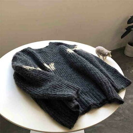 【送料無料】通勤 シンプル ラウンドネック セーター 女性 スリム 暖かい 厚手 柔らかい【大きいサイズ レディース 平干し ニット ニットセーター vネック ドルマン カーディガン knit sweater】