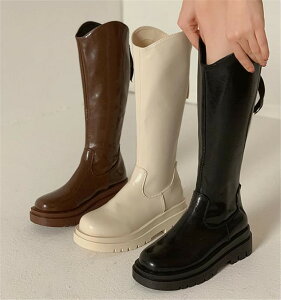 ブーツ 厚底 スリム 騎士ブーツ 歩きやすい カジュアル【大きいサイズ レディース 雪道 サイドゴア ヒール ロング 美脚 エンジニアブーツ ブーティ 秋冬 boots】