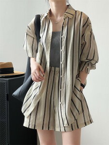 上下セットアップ シャツ+ショートパンツ シンプル カジュアル かわいい【大きいサイズ レディース ニット 上下セット set スウェット スエット sweat ルームウェア ジャージ 秋冬 setup】