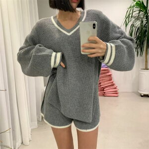 カジュアル 人気 おしゃれ ニット 2点 セットアップ【大きいサイズ レディース ニット 上下セット set スウェット スエット sweat ルームウェア ジャージ 秋冬 setup】