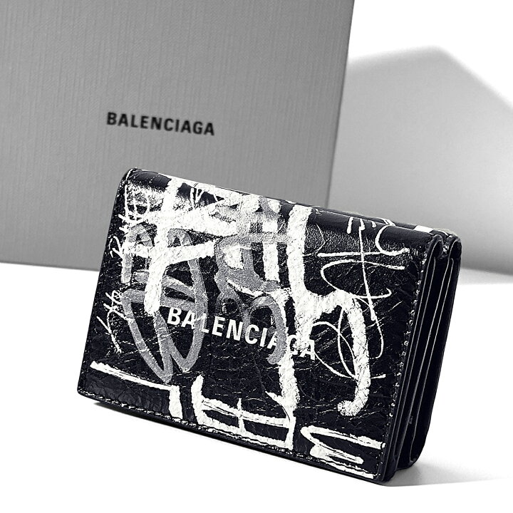 楽天市場】BALENCIAGA 小銭入れ付き 三つ折り財布 カーフレザー BLACK  