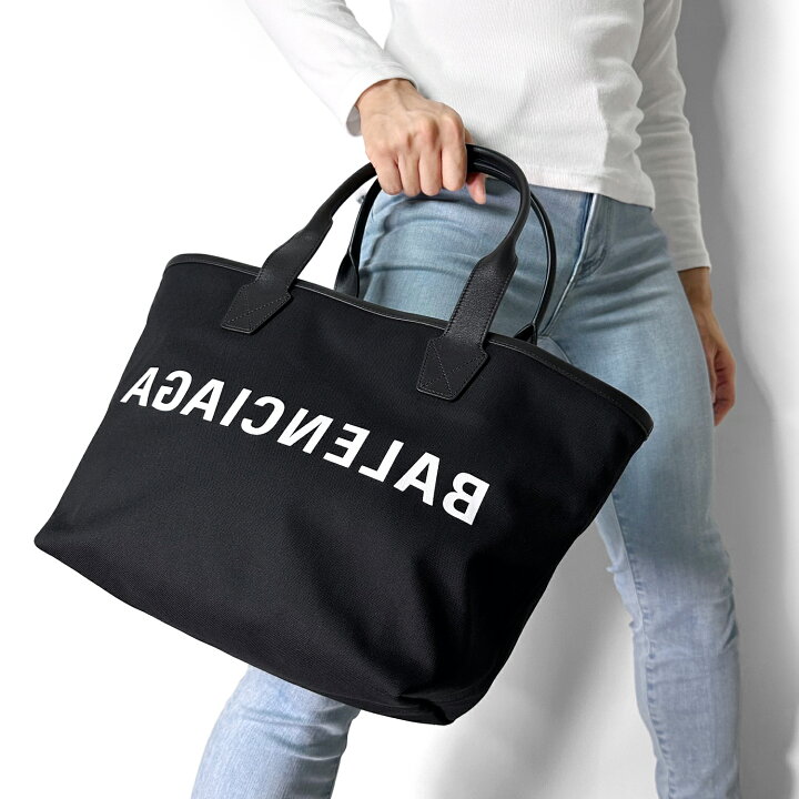 楽天市場】BALENCIAGA JUMBO ミラーロゴ トートバッグ S ブラック 黒 