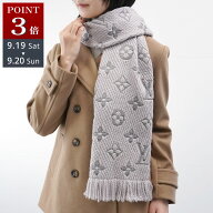 【新品同様】LOUIS VUITTON ルイヴィトン モノグラム パールグレー マフラー メンズ レディース 男性 女…