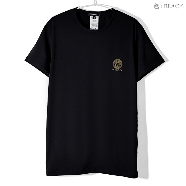 楽天市場】VERSACE ヴェルサーチ ロゴ クルーネック Tシャツ ブラック 