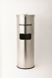 《ソーシャルワイパー 専用 ゴミ箱付きスタンド》シンプルデザイン 立ったまま出し入れOK ディスペンサー 大容量 除菌シート おしゃれ ウエットシート