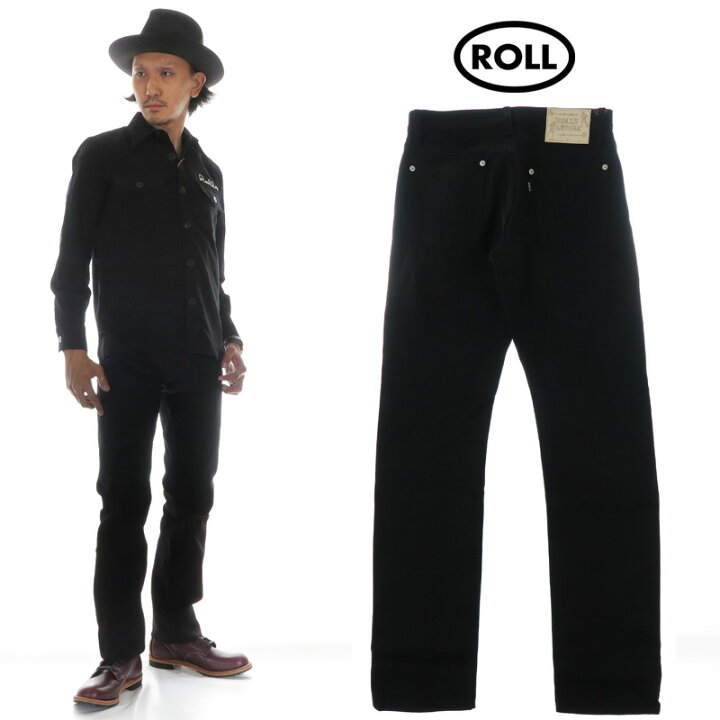 楽天市場】ROLL ロール 13.5oz ブラック スリム ストレート ジーンズ 