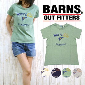 バーンズ BARNS レディース Tシャツ Uネック 半袖 吊り天竺 「WHITE Cats」