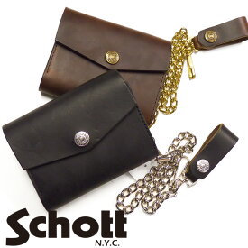 ショット Schott ミドルウォレット 2つ折り財布 レザー メタル チェーン付き "Perfect Wallet" アメリカ ホーウィン社製 3119036