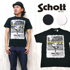 ショット Schott×Janette Beckman Tシャツ 半袖 「SKATEBOARDER」 フォト プリント コラボレーション ジャネットベックマン 3153004