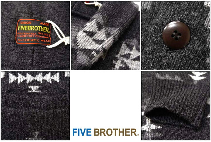 楽天市場】ファイブブラザー FIVE BROTHER カーディガン ニット ウール 