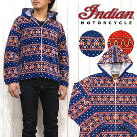 インディアンモーターサイクル Indian Motorcycle ジャケット コーデュロイ フーデット ジップアップ ネイティブ ダイヤ柄 CORDUROY HOODED ZIP PARKA IM11589