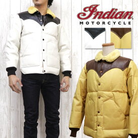 インディアンモーターサイクル Indian Motorcycle ジャケット ダウン レザー 革 ステアハイド ヨーク ムートンボア STEERHIDE DOWN JACKET ムートン×ステアハイドダウンジャケット IM80174