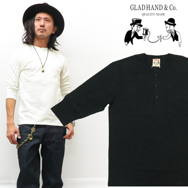 楽天市場】GLAD HAND グラッドハンド 5分袖 Tシャツ ヘンリーネック 胸 