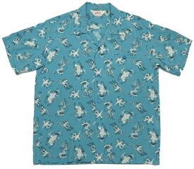 STAR OF HOLLYWOOD スターオブハリウッド 半袖 オープンカラー シャツ ボウリングシャツ ハワイアン アロハ レーヨン FANCY CATS SH38637