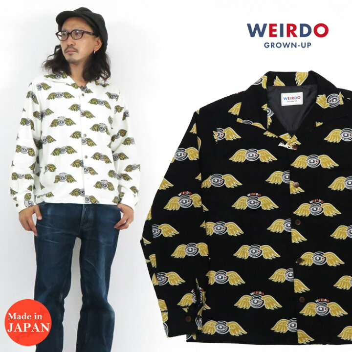 楽天市場】WEIRDO ウィアード プリントフランネル 長袖 オープンカラー 