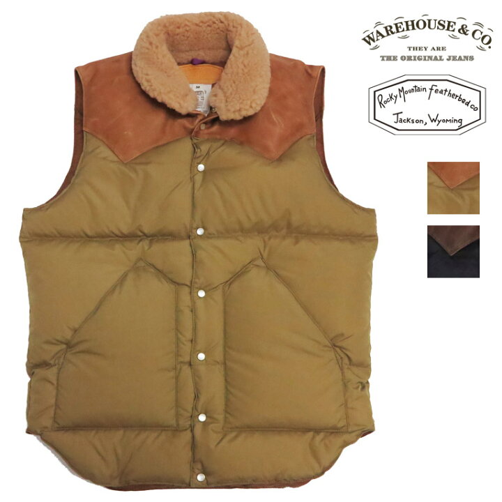 ウェアハウス WAREHOUSE ロッキーマウンテン フェザーベッド ROCKY MOUNTAIN FEATHERBED ナイロン クリスティ ダウンベスト ホースハイド レザーヨーク NYLON CHRISTY DOWN VEST ホワイトダックダウン WH2235 アースマーケット
