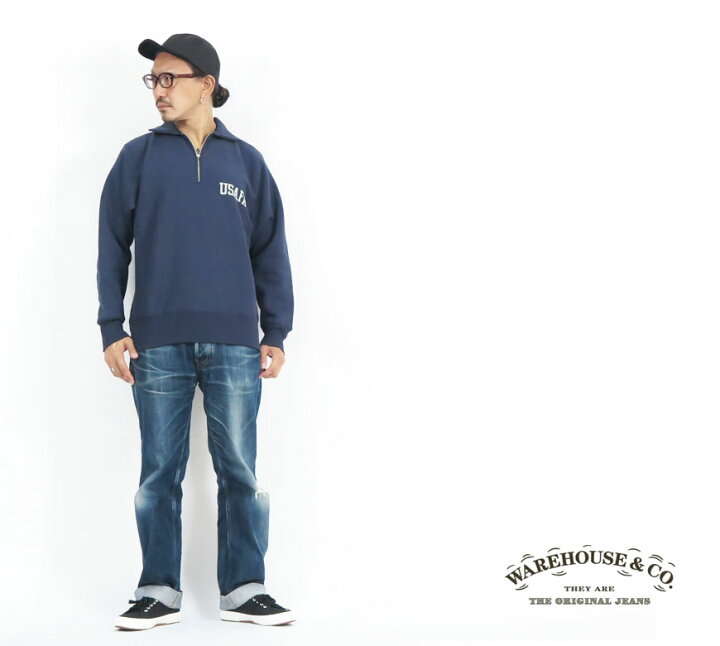 楽天市場】ウェアハウス WAREHOUSE 長袖 ハーフジップ プリント 