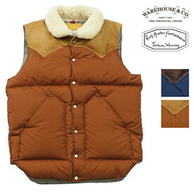 ウェアハウス WAREHOUSE ロッキーマウンテン フェザーベッド ROCKY MOUNTAIN FEATHERBED リップストップナイロン クリスティ ダウンベスト ホースハイド レザーヨーク NYLON DOWN VEST ホワイトダックダウン WH2222