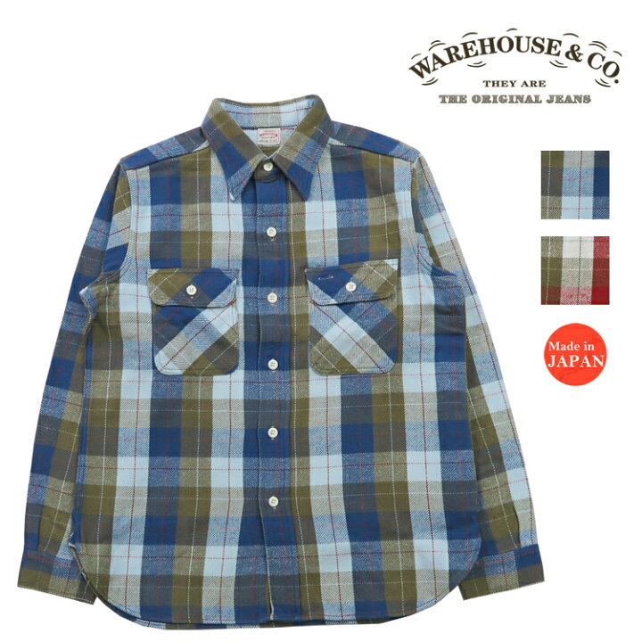楽天市場】ウェアハウス WAREHOUSE フランネル シャツ 長袖 チェック E  