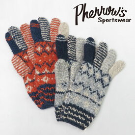 フェローズ Pherrow's 手編み ウール コットン グローブ 手袋 ハンドメイド 23W-PNG1