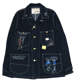 SUGAR CANE シュガーケーン 11oz. デニム ジャケット ワークコート カートゥーン ハンドペイント BLUE DENIM WORK COAT CARTOON SC15449