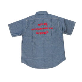 SUGAR CANE シュガーケーン 半袖 シャンブレー ワークシャツ チェーン刺繍 CHAMBRAY WORK SHIRT SC38460