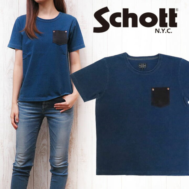 楽天市場 Schott ショット レディース インディゴ レザー ポケット ｔシャツ 半袖 アースマーケット