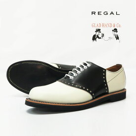 REGAL GLAD HAND リーガル グラッドハンド メンズ レザー サドルシューズ ホワイト×ブラック 紳士靴
